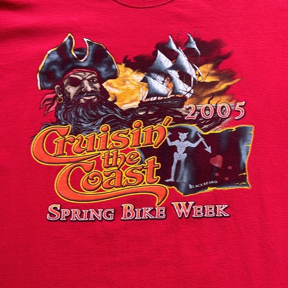 Cruising the Coast Y2K Pirate Myrtle Beach Bike Week Motorcycle Tee - Picture 2 of 9